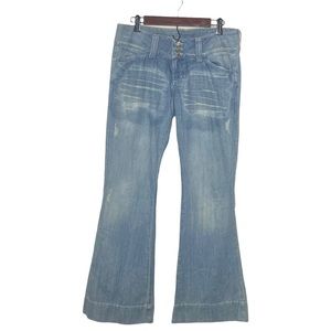 Divine Rights of Denim Low Rise Wide Leg Distressed Jean Size 30